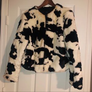 Cow Print Faux Fur Coat F21